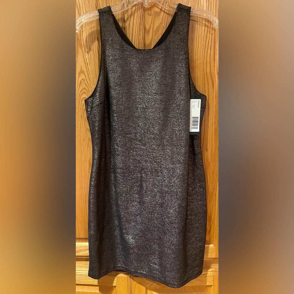 Halston Heritage Metallic Bronze‎ Gold Sleeveless Mini Sheath Dress Size Large - Picture 6 of 15